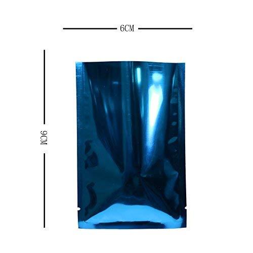 100x Open Top Food Bags Flat Pouch Sachet Glossy Blue Heat Sealable BPA Free