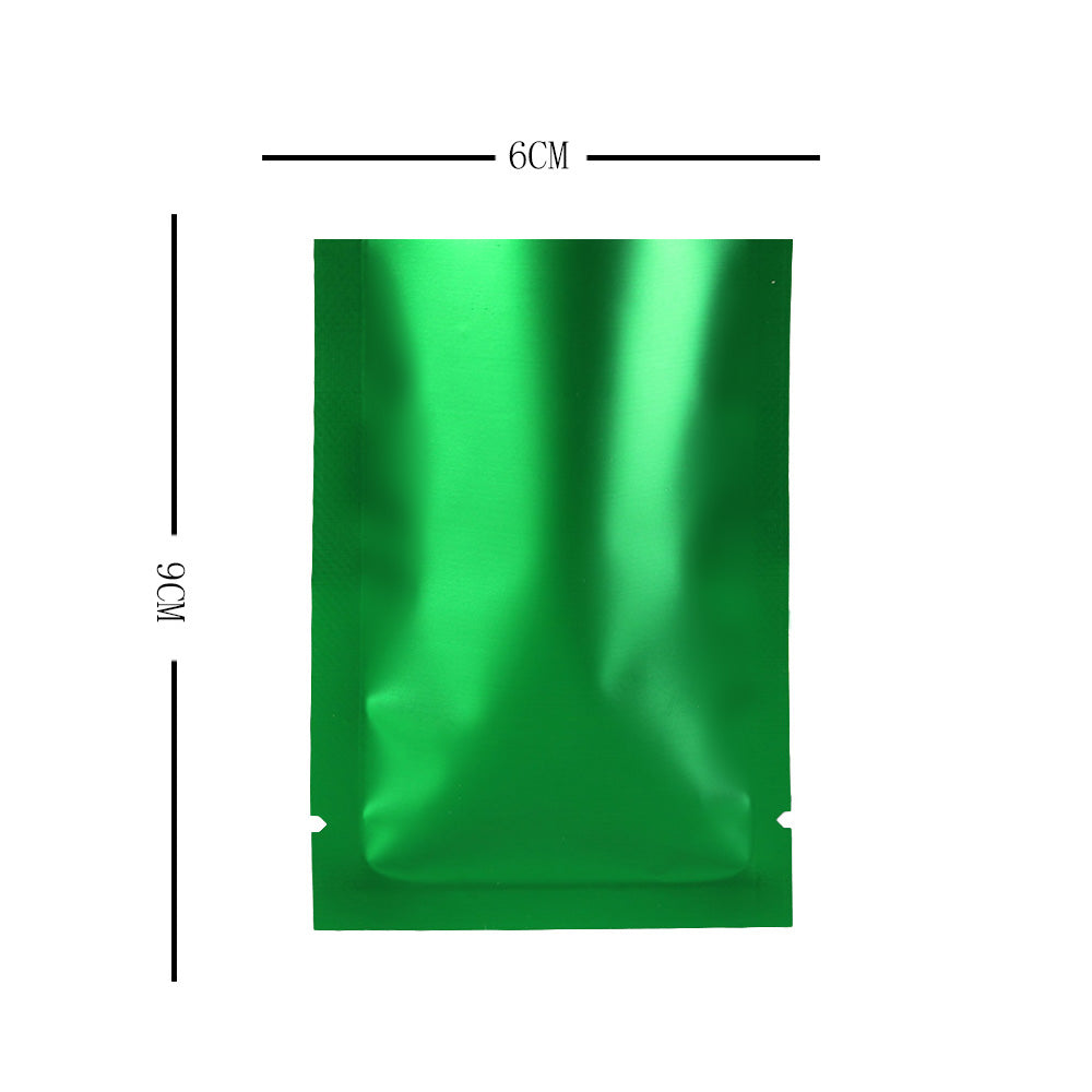 100x Open Top Food Bags Flat Sachet Pack Heat Sealant BPA Free Clear/Green