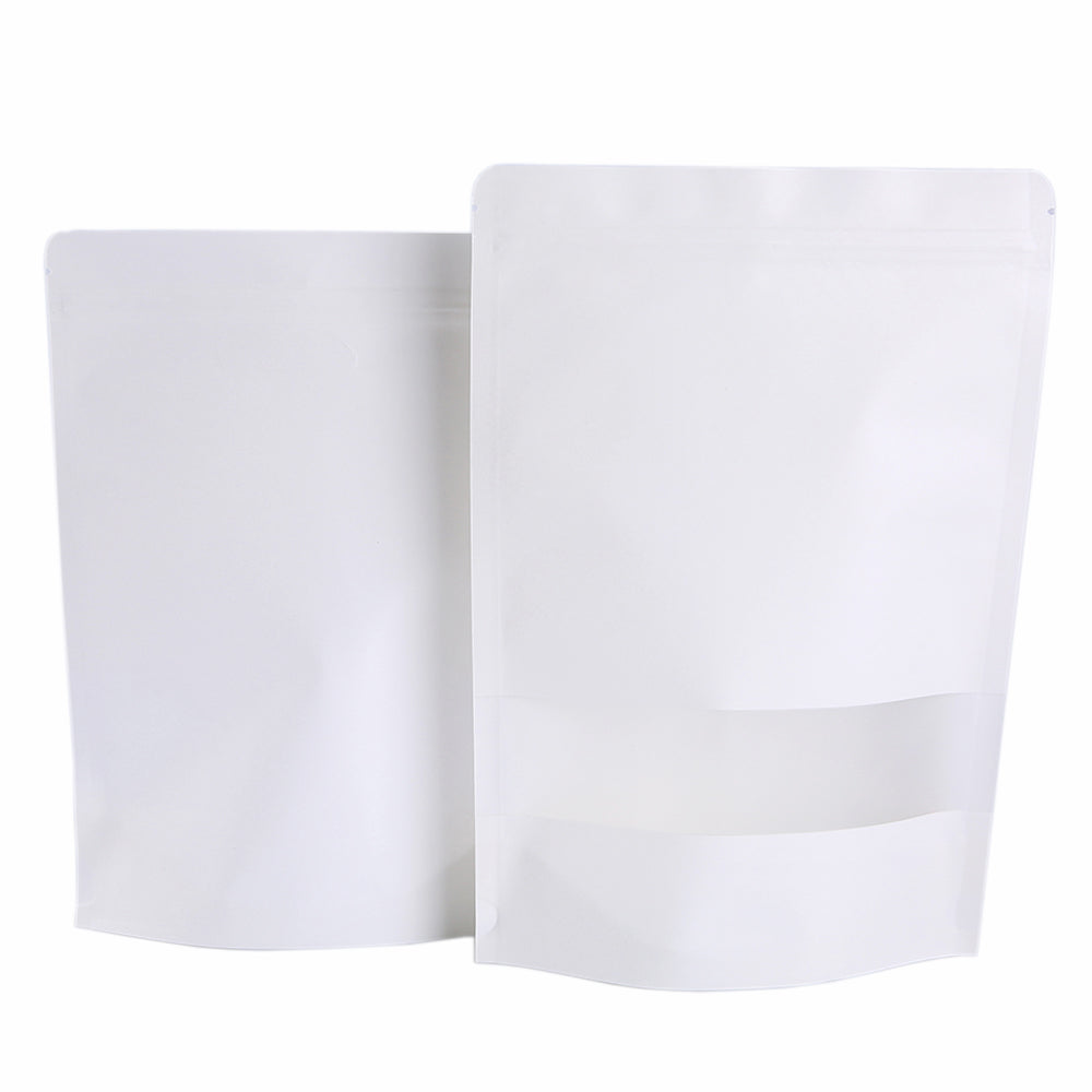 White Strong Grip Seal Gusset Craft Paper Bags Smell Free with Clear Window