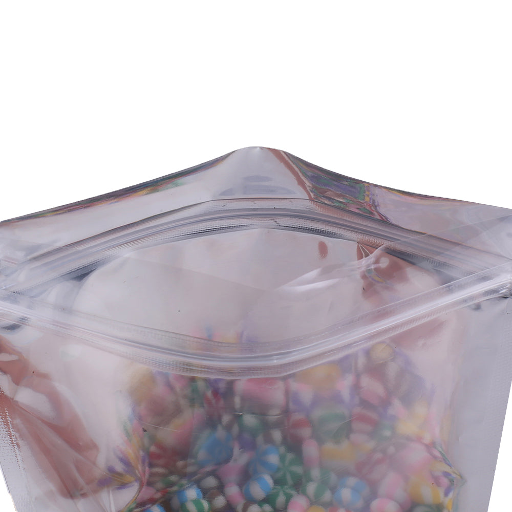 100x Food Bags Zip Seal Lock Gripseal Flat Pouch 8.5x13cm BPA Free Clear Golden