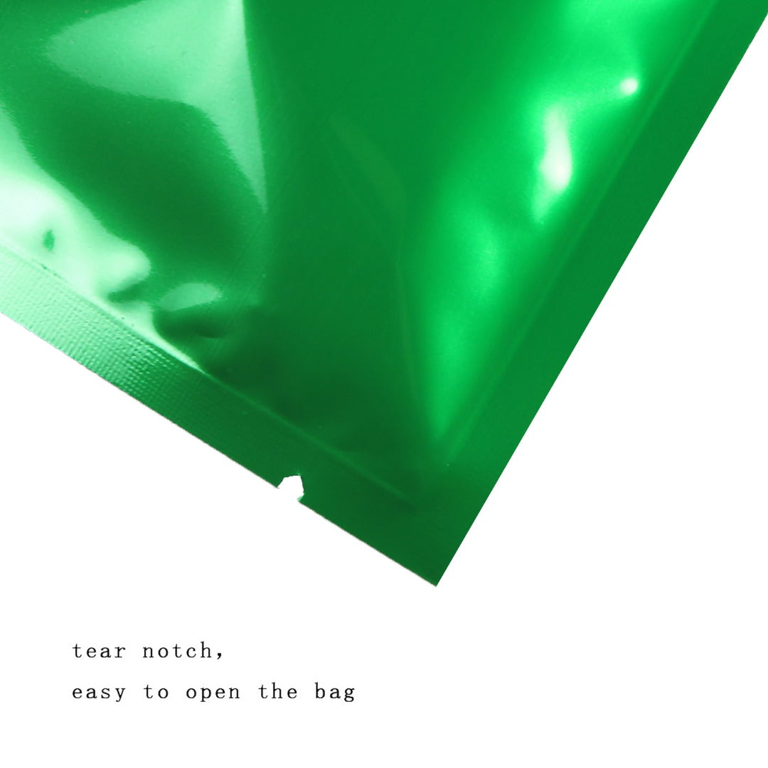 200x Open Top Food Bags 4x6CM Small Flat Pouch Sachet 3 Side Seal Packing Gloss Green