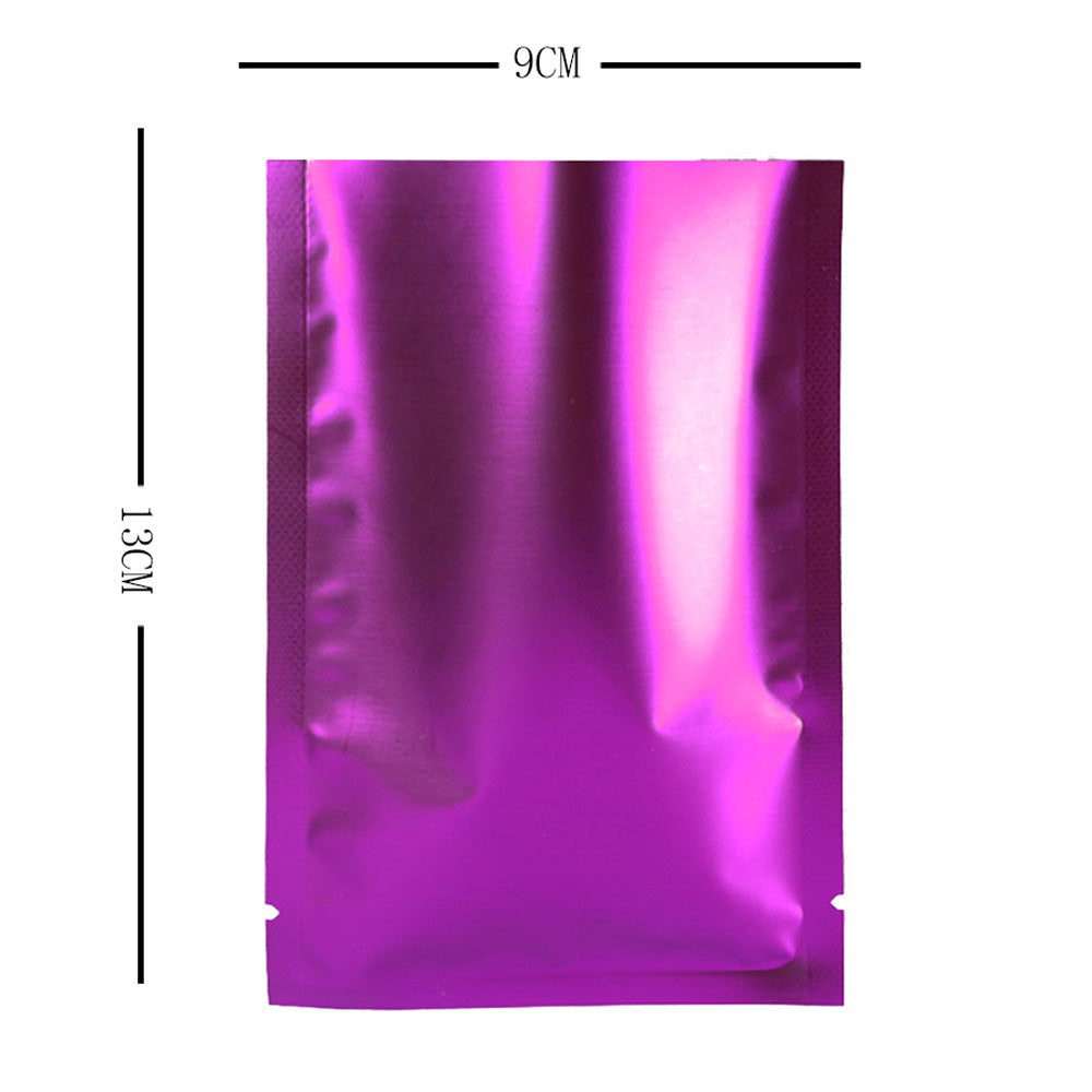 100x Open Top Food Mylar Bags Flat Pouch Sachet Clear/Purplish Pink BPA Free