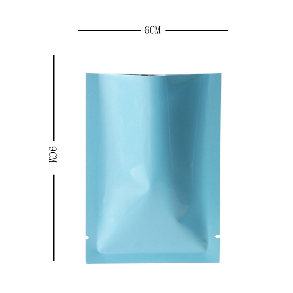 100x Open Top 3 Side Seal Bags Mylar Type Heat Sealant Sachet BPA Free Light Blue