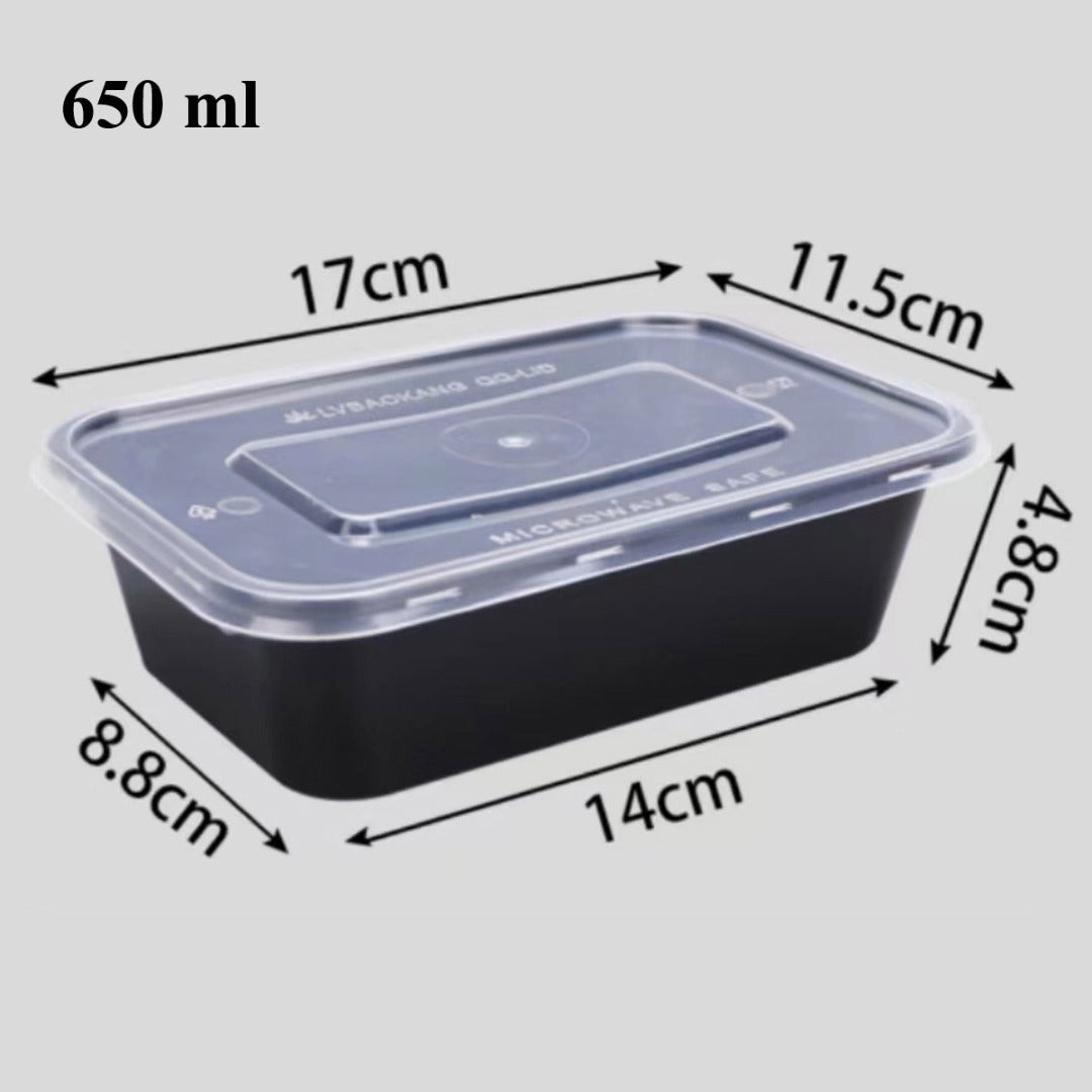 Clear Black Takeaway Food Plastic Containers Microwave Freezer Safe Secure