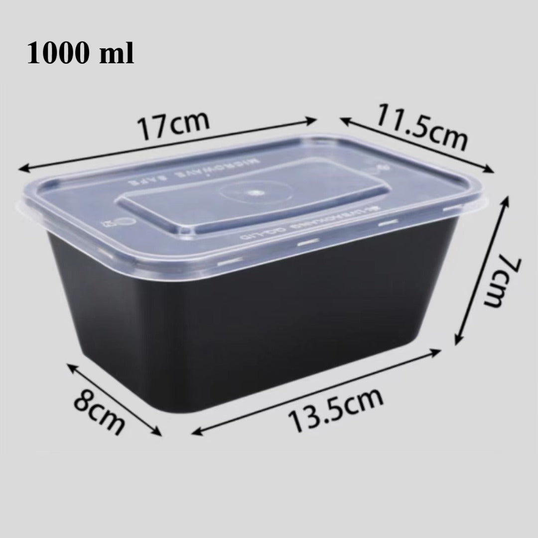 Clear Black Takeaway Food Plastic Containers Microwave Freezer Safe Secure