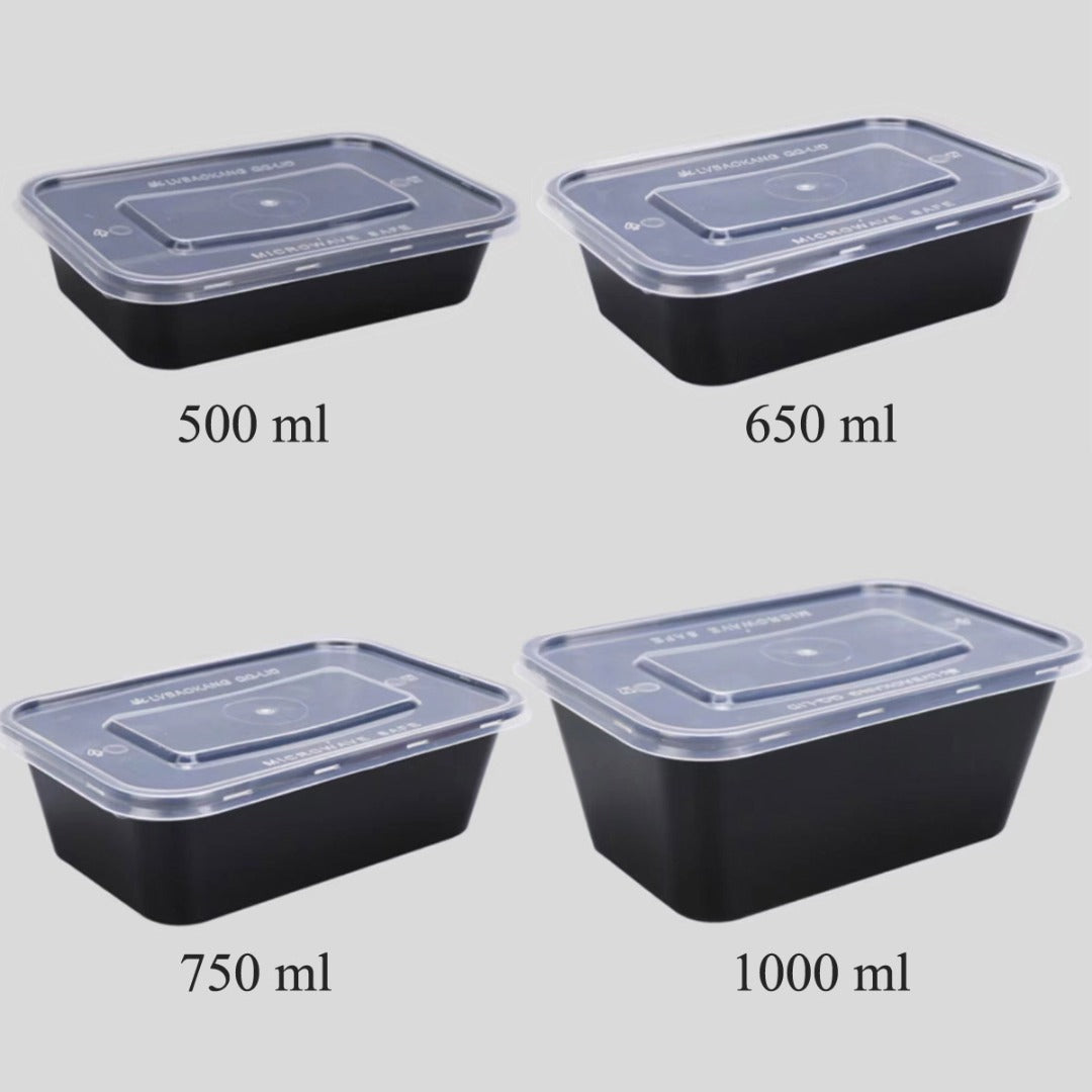 Clear Black Takeaway Food Plastic Containers Microwave Freezer Safe Secure