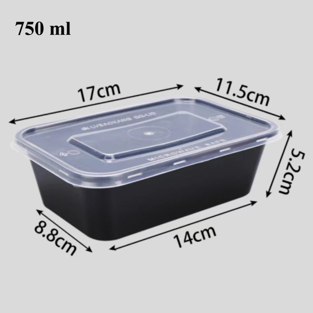 Clear Black Takeaway Food Plastic Containers Microwave Freezer Safe Secure