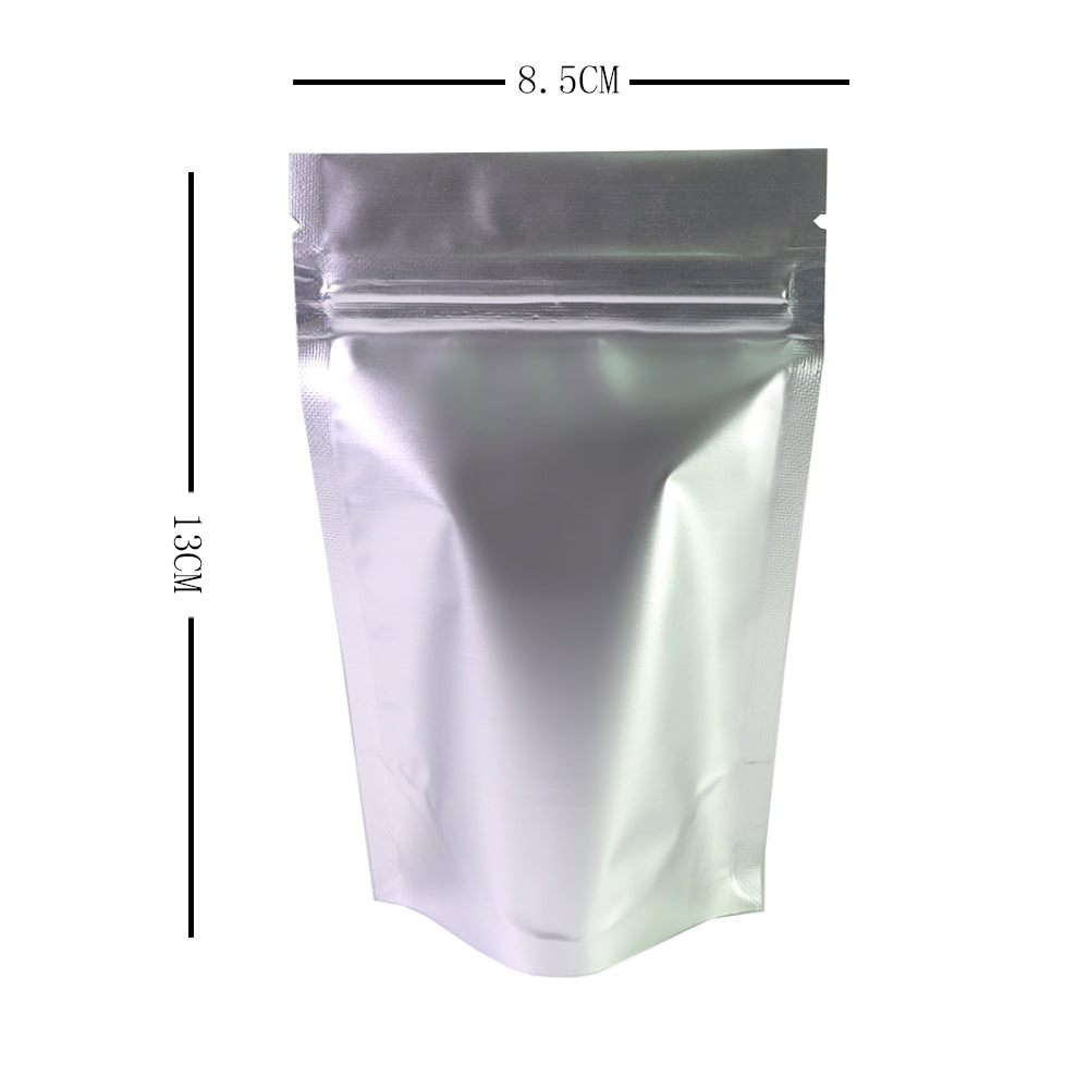 100x Clear Silver Grip Seal Bags Gusset Base Stand-Up Pouch Food Packing BPA Free and Smell Free