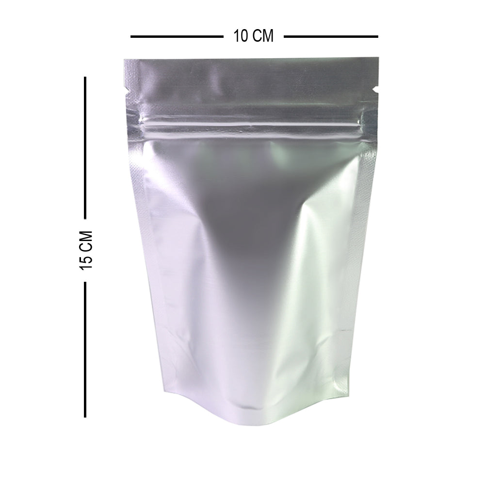 100x Clear Silver Grip Seal Bags Gusset Base Stand-Up Pouch Food Packing BPA Free and Smell Free
