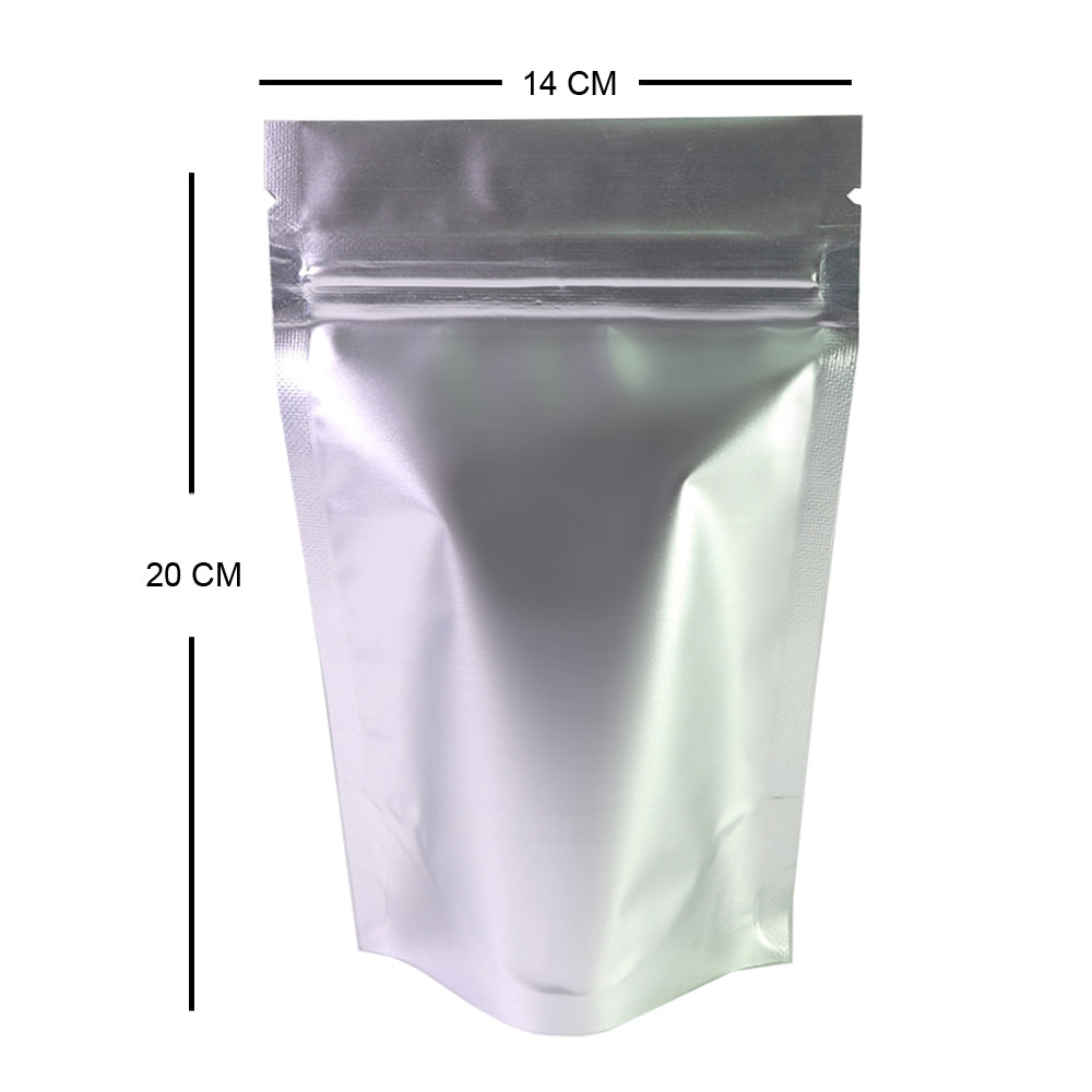 100x Clear Silver Grip Seal Bags Gusset Base Stand-Up Pouch Food Packing BPA Free and Smell Free
