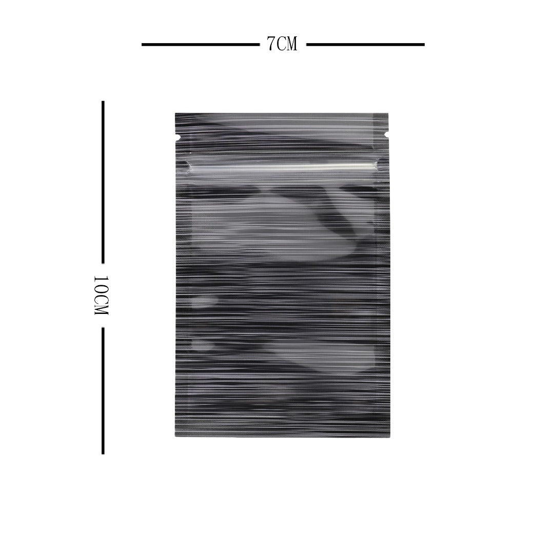100x Clear Black Stripe Grip Seal Bags Flat Pouch For Food Packaging Heat Seal-able BPA Free Smell Free