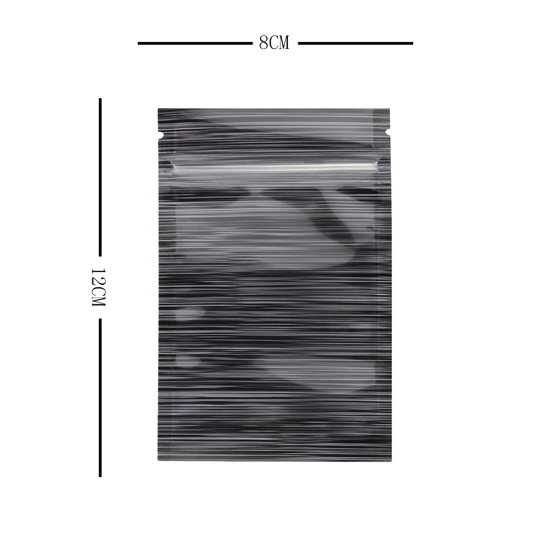 100x Clear Black Stripe Grip Seal Bags Flat Pouch For Food Packaging Heat Seal-able BPA Free Smell Free
