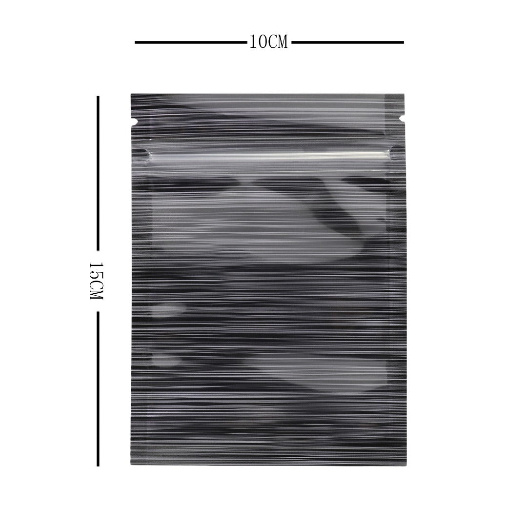 100x Clear Black Stripe Grip Seal Bags Flat Pouch For Food Packaging Heat Seal-able BPA Free Smell Free
