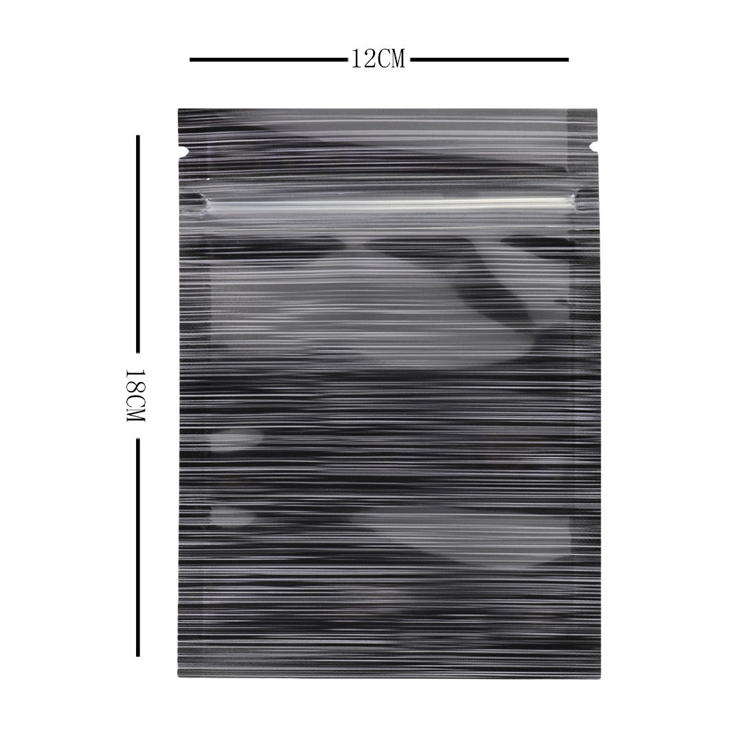 100x Clear Black Stripe Grip Seal Bags Flat Pouch For Food Packaging Heat Seal-able BPA Free Smell Free