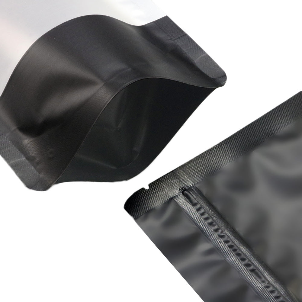 Food Bags Gussett Base Gripseal Pouch Black Small Clear Window For Food Packing