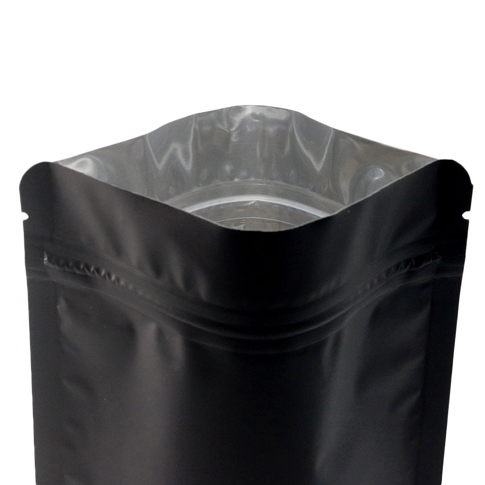 Food Bags Gussett Base Gripseal Pouch Black Small Clear Window For Food Packing