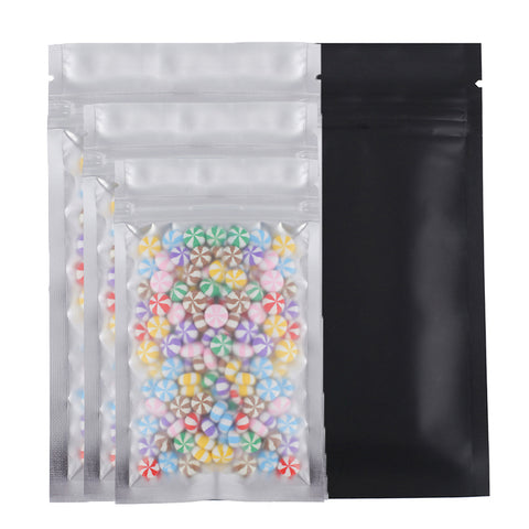 Premium Grip Seal Food Bags Flat Pouches Clear Black For Packaging Heat Sealable BPA Free