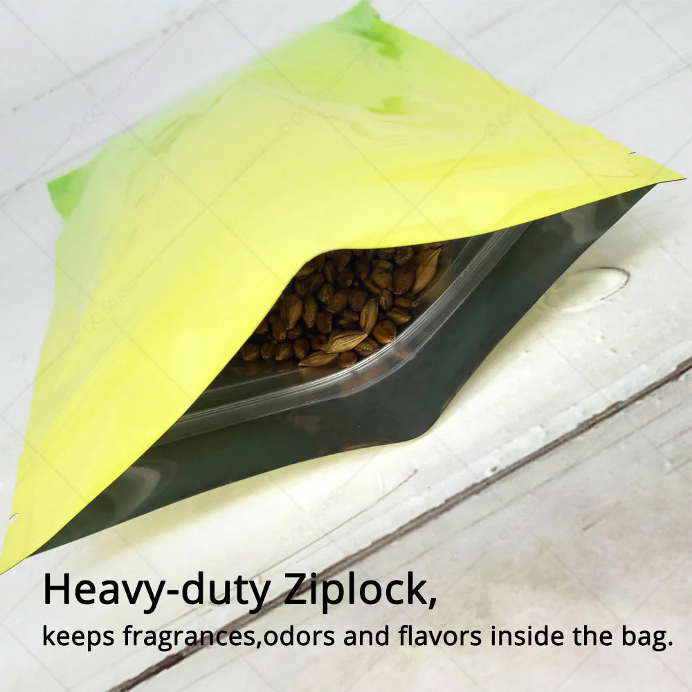 Gripseal Bags Zip Seal Lock Flat Pouch Yellow/Green 2 Tone BPA Free Food Packing