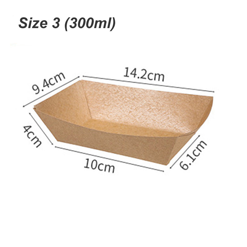 Kraft Paper Boat Tray Biodegradable Multi Size Serving Food Safe Fries Rice Deli