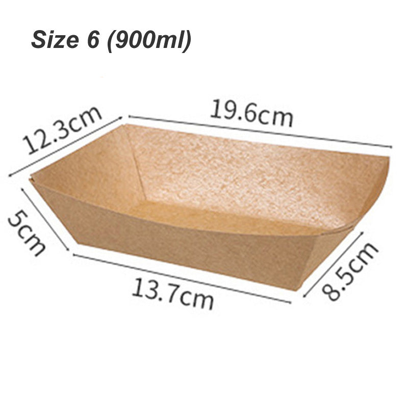Kraft Paper Boat Tray Biodegradable Multi Size Serving Food Safe Fries Rice Deli