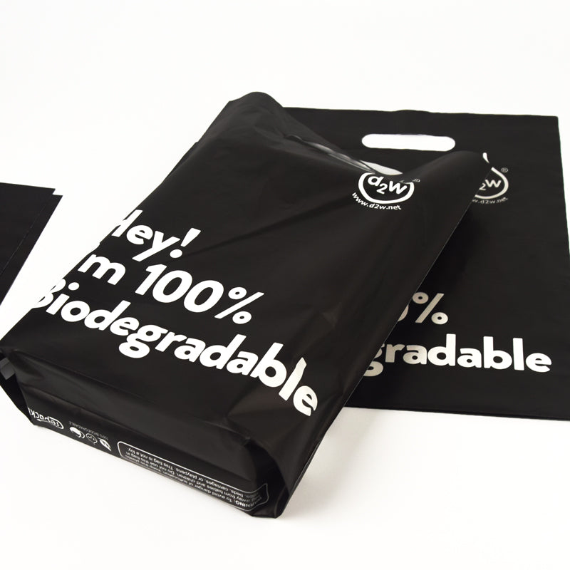 I AM BIODEGRADABLE Shopping Bag Carrier Carry Shopper Bags with Handle & Gusset Base - Black