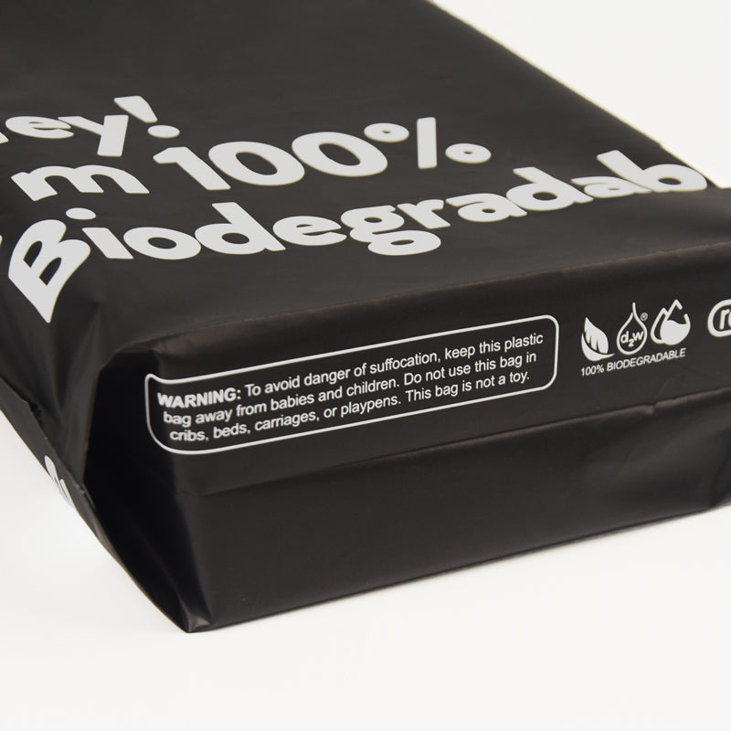 I AM BIODEGRADABLE Shopping Bag Carrier Carry Shopper Bags with Handle & Gusset Base - Black