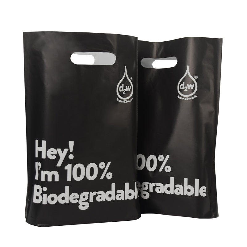 I AM BIODEGRADABLE Shopping Bag Carrier Carry Shopper Bags with Handle & Gusset Base - Black
