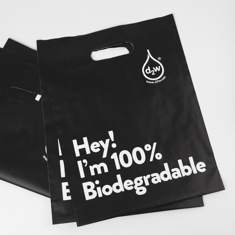 I AM BIODEGRADABLE Shopping Bag Carrier Carry Shopper Bags with Handle & Gusset Base - Black