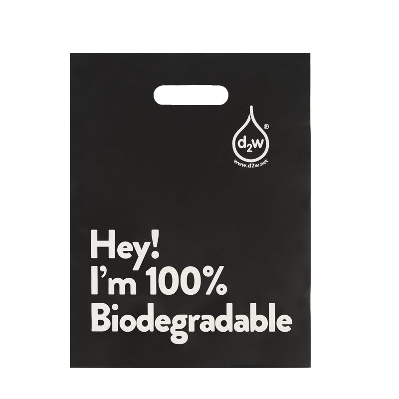 I AM BIODEGRADABLE Shopping Bag Carrier Carry Shopper Bags with Handle & Gusset Base - Black