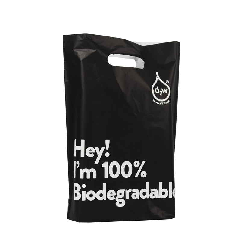 I AM BIODEGRADABLE Shopping Bag Carrier Carry Shopper Bags with Handle & Gusset Base - Black