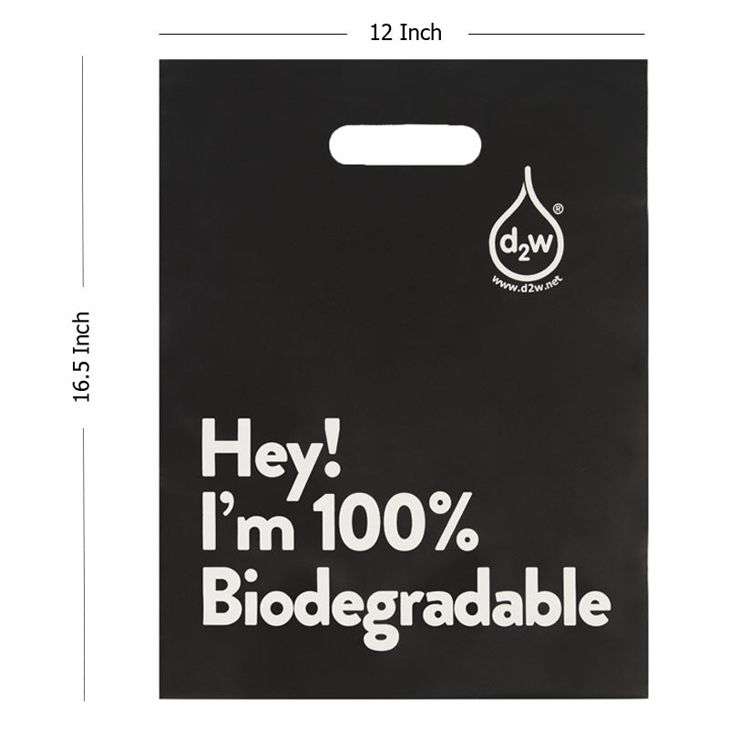 I AM BIODEGRADABLE Shopping Bag Carrier Carry Shopper Bags with Handle & Gusset Base - Black