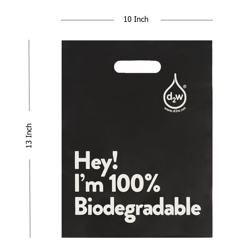 I AM BIODEGRADABLE Shopping Bag Carrier Carry Shopper Bags with Handle & Gusset Base - Black