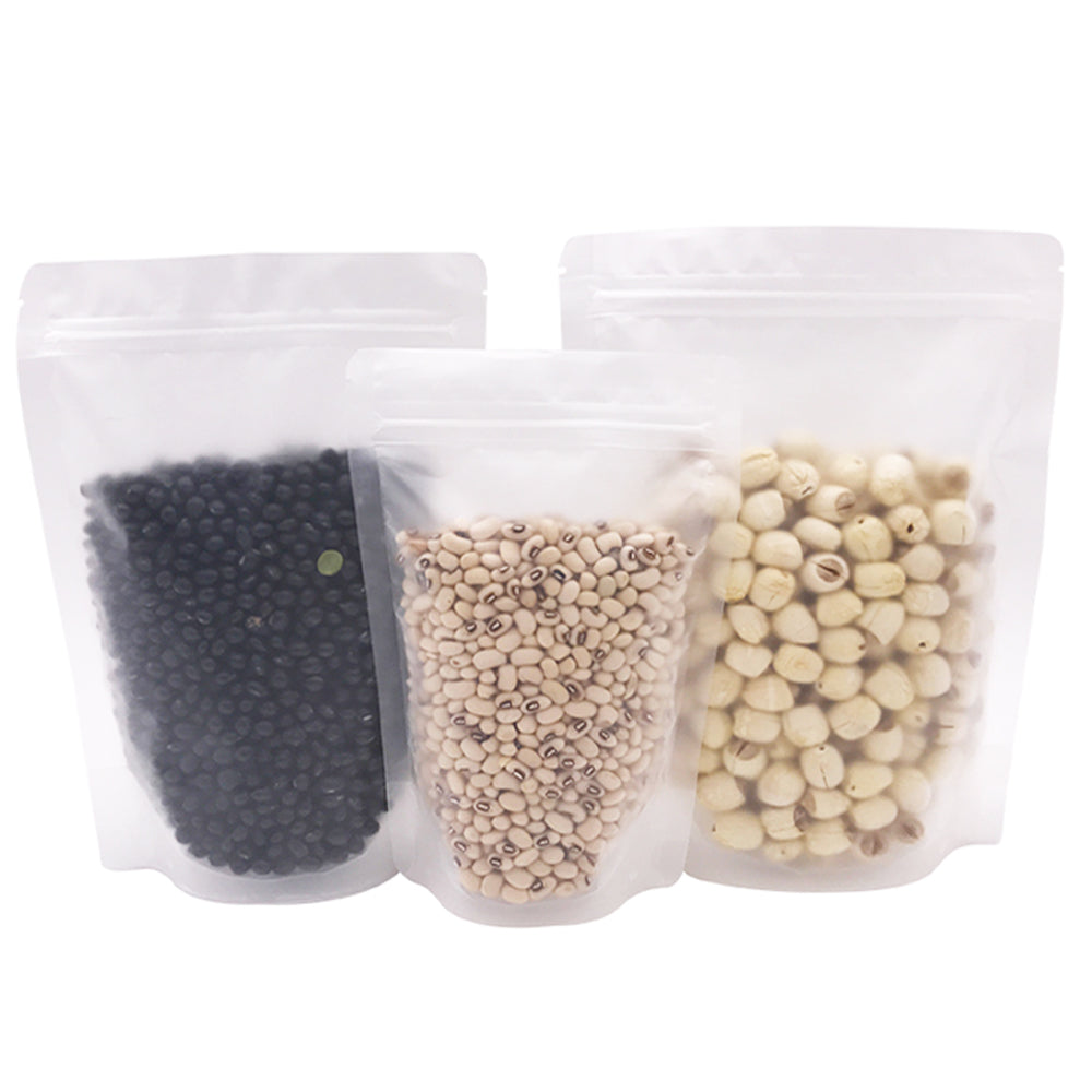 Heavy Duty Frosted Clear Grip Seal Gusset Bags Stand-Up Smell Free Food Grade