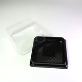 50x Clear Individual Square Containers Boxes (Lid with Black Base) For Mini Cakes, Desserts, Takeaway, Party Favors, Sushi and more