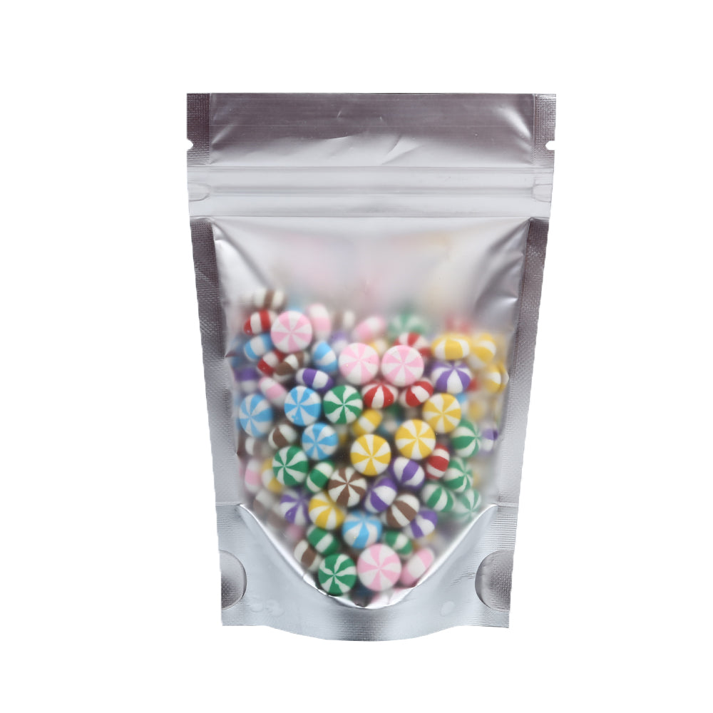 100x Clear/Black Grip Seal Bags Gusset Base Stand Up Pouch Food Packaging BPA/Smell Free