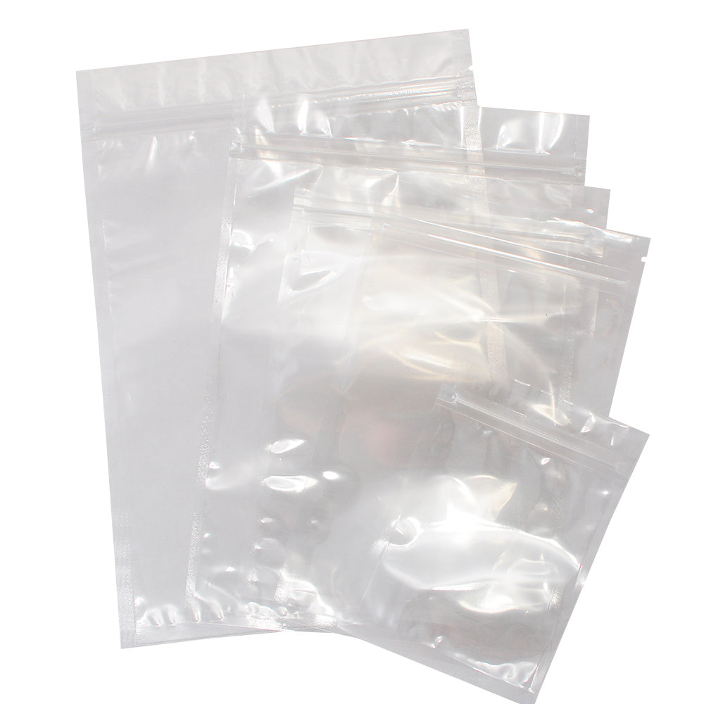 100x Both Side Clear Grip Seal Bags Flat Pouch Smell Free Strong Food Bag For Spices, Herbs, Art and Craft and more