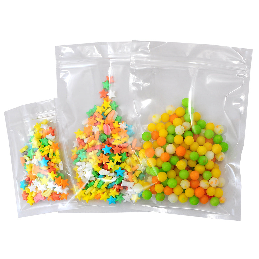 100x Both Side Clear Grip Seal Bags Flat Pouch Smell Free Strong Food Bag For Spices, Herbs, Art and Craft and more
