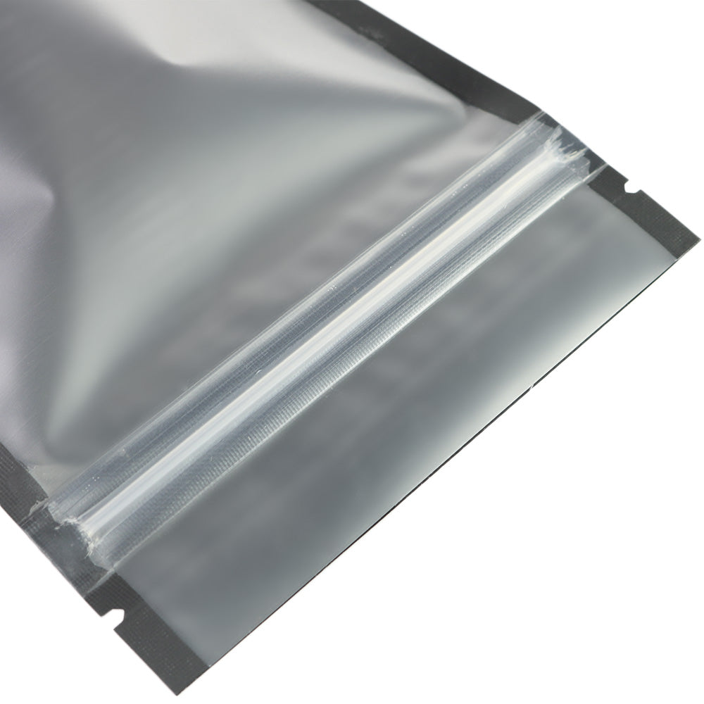 100x Black/Frost Clear Gusset Gripseal Bags Stand-Up Packing Pouch Matte Finish