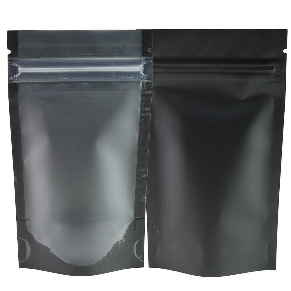 100x Black/Frost Clear Gusset Gripseal Bags Stand-Up Packing Pouch Matte Finish