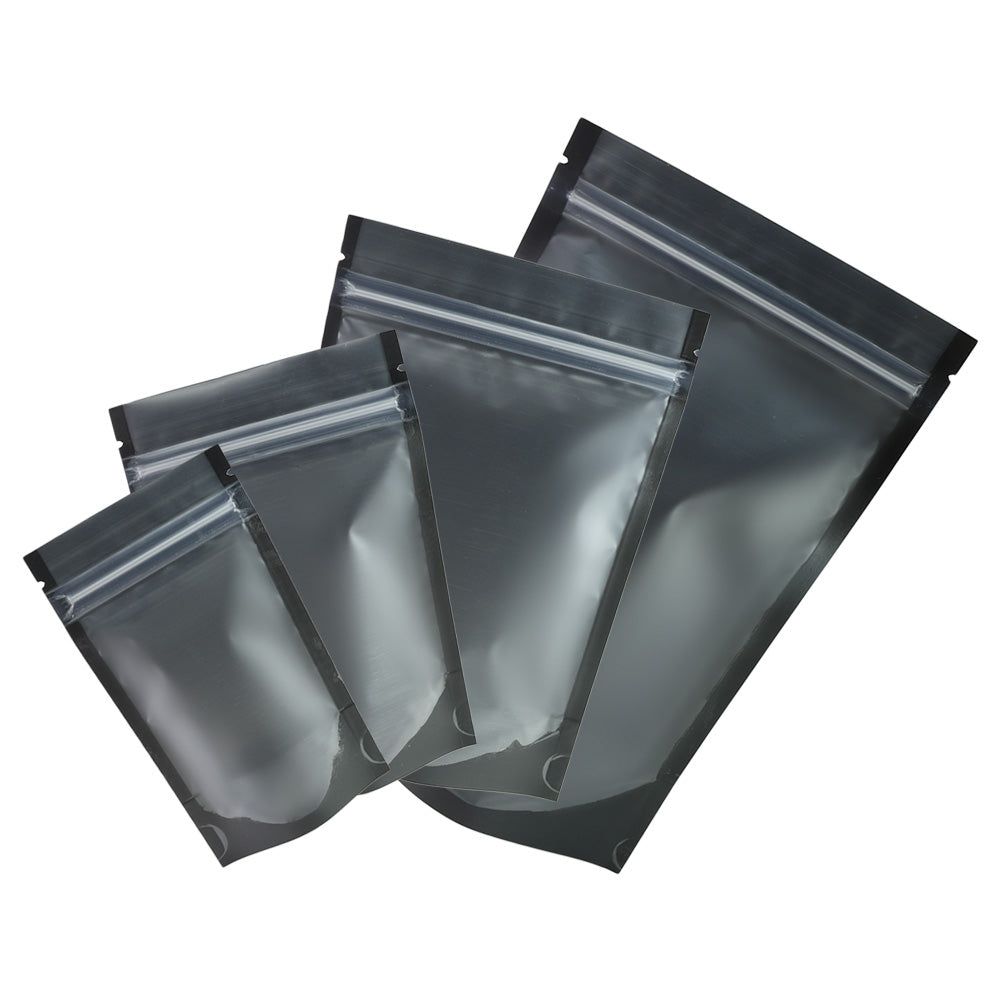 100x Black/Frost Clear Gusset Gripseal Bags Stand-Up Packing Pouch Matte Finish