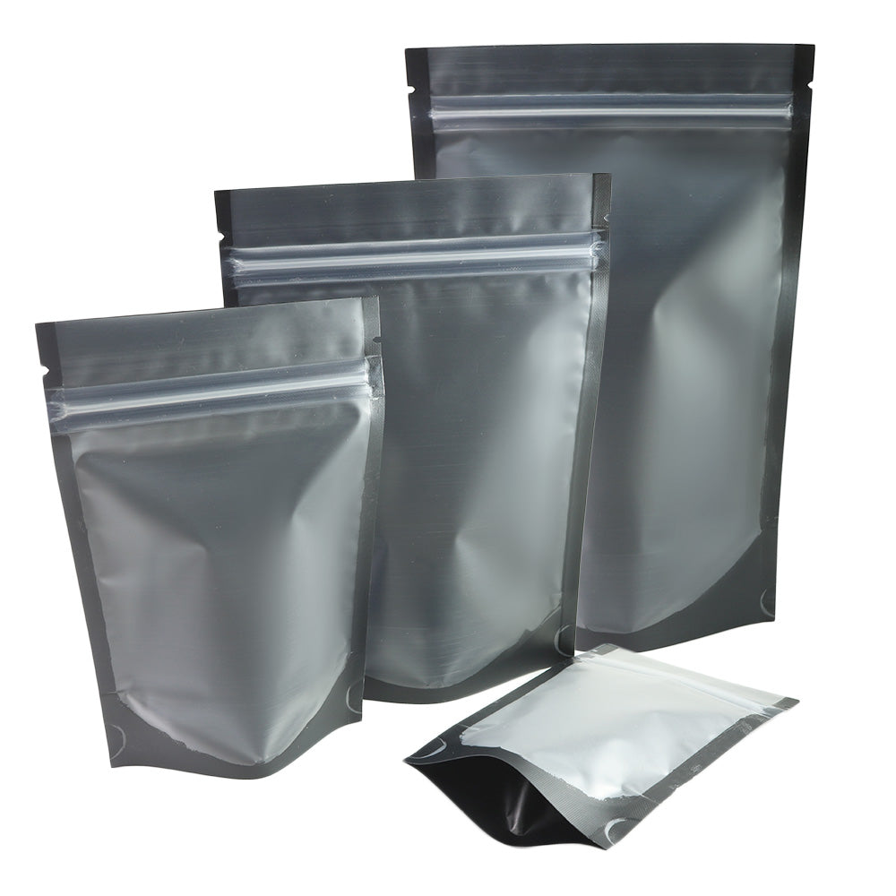 100x Black/Frost Clear Gusset Gripseal Bags Stand-Up Packing Pouch Matte Finish