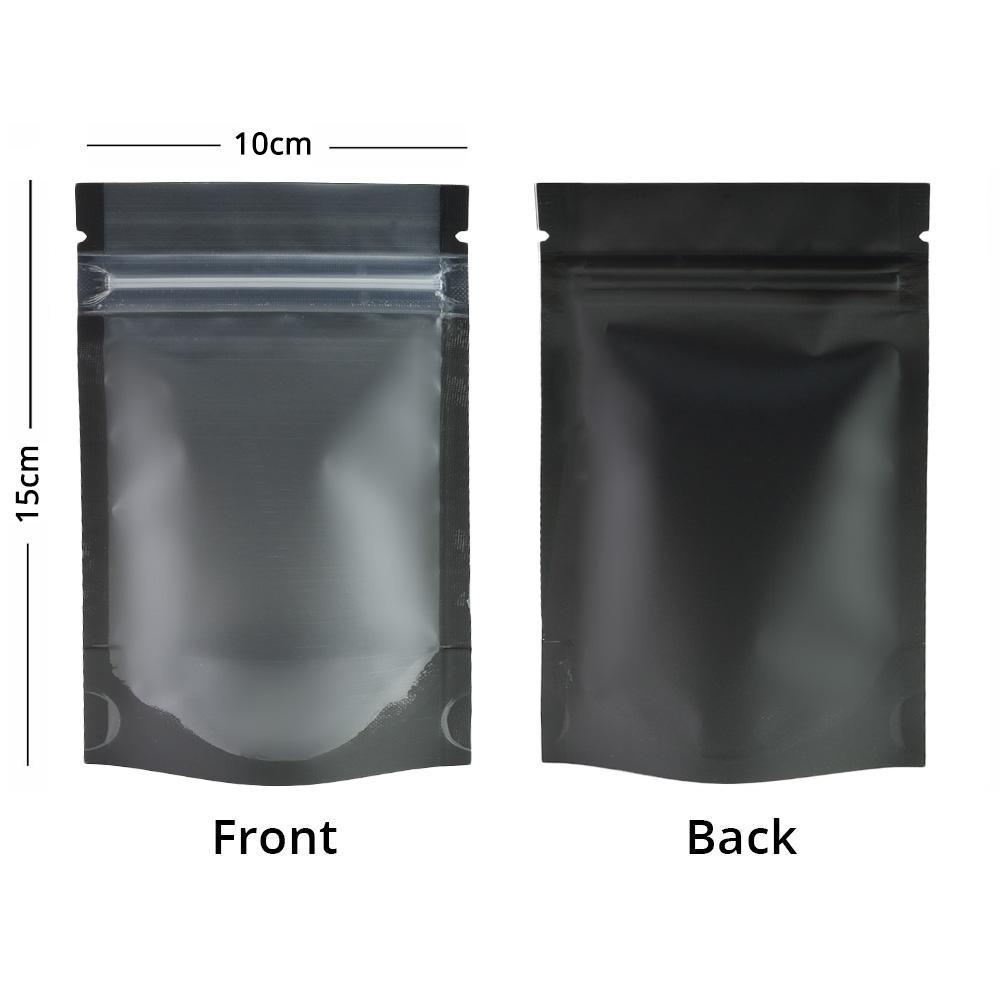 100x Black/Frost Clear Gusset Gripseal Bags Stand-Up Packing Pouch Matte Finish