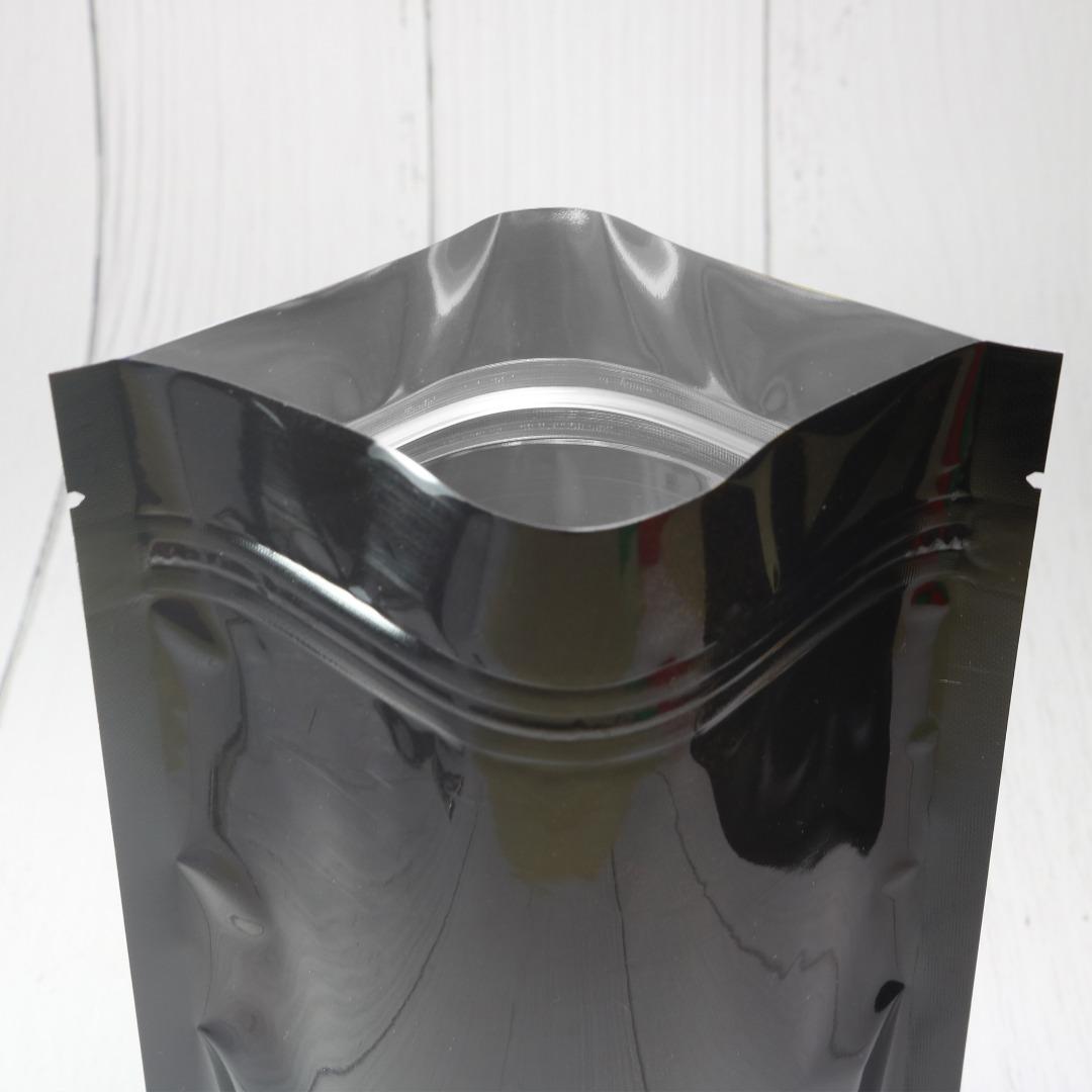 100x Grip Seal Bags Black with Round Clear Window Gusset Base Very Strong BPA Free Smell Free Food Packaging