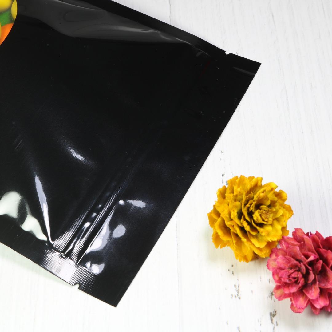 100x Grip Seal Bags Black with Round Clear Window Gusset Base Very Strong BPA Free Smell Free Food Packaging