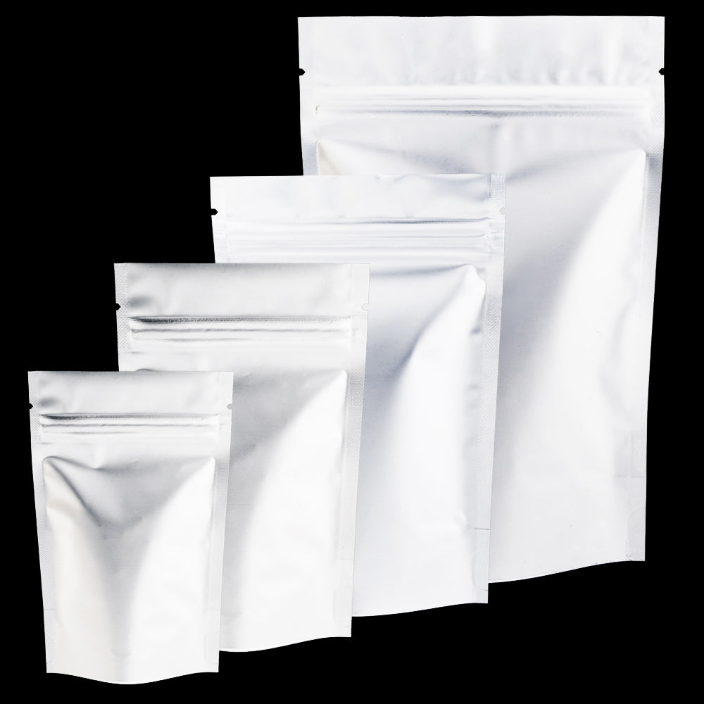 100x Gusset Base White Grip Seal Bags Stand-Up Pouch Strong Bag BPA Free For Food Packaging