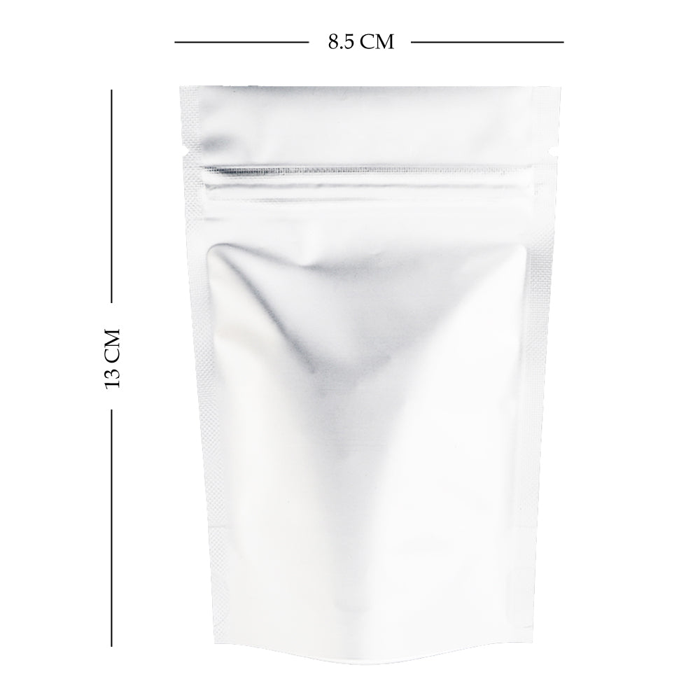 100x Gusset Base White Grip Seal Bags Stand-Up Pouch Strong Bag BPA Free For Food Packaging