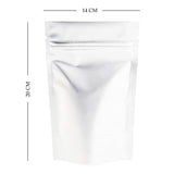 100x Gusset Base White Grip Seal Bags Stand-Up Pouch Strong Bag BPA Free For Food Packaging