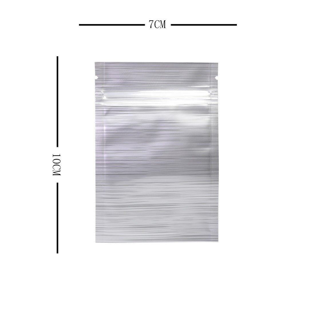 100x Clear Silver Stripe Grip Seal Bags Flat Pouch For Food Packaging Heat Seal-able BPA Free Smell Free