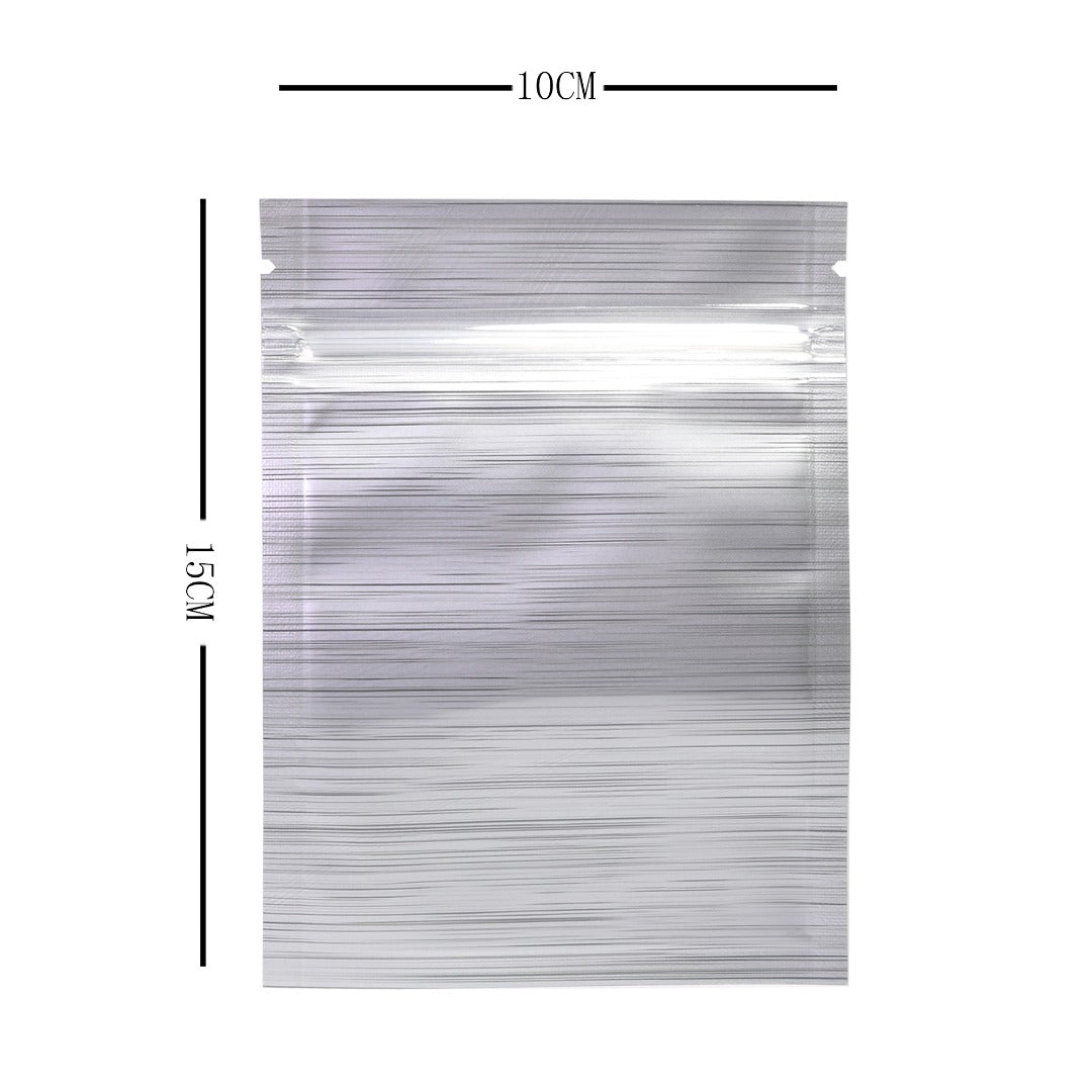 100x Clear Silver Stripe Grip Seal Bags Flat Pouch For Food Packaging Heat Seal-able BPA Free Smell Free