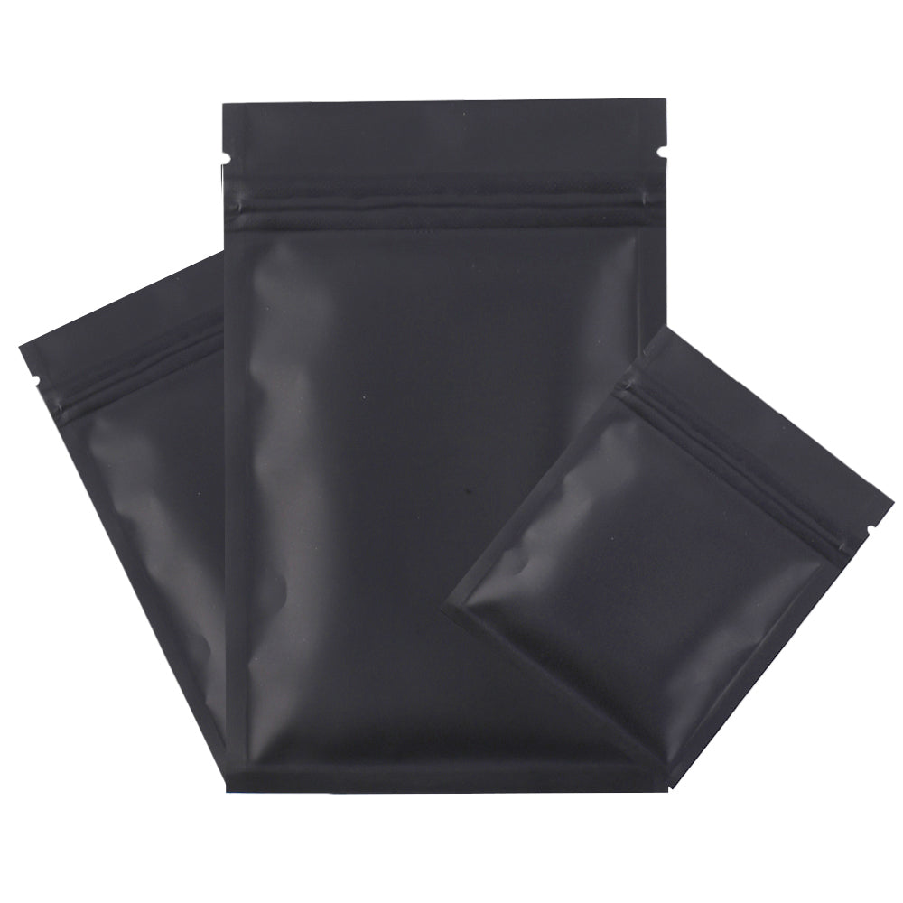 100x Matte Black Grip Seal Bags Flat Pouch For Food Packaging Heat Seal-able BPA Free Smell Free